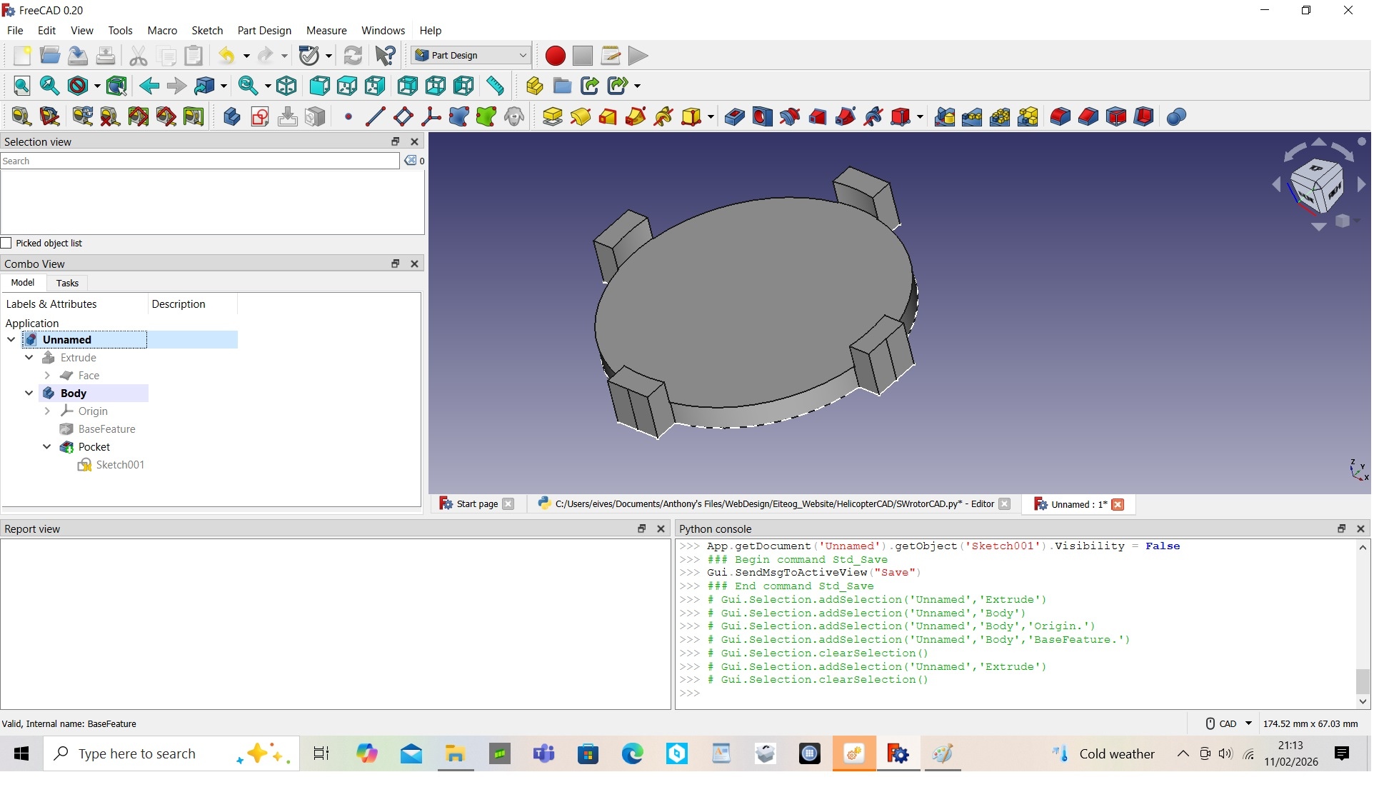 Extruded swashplate with removed centre