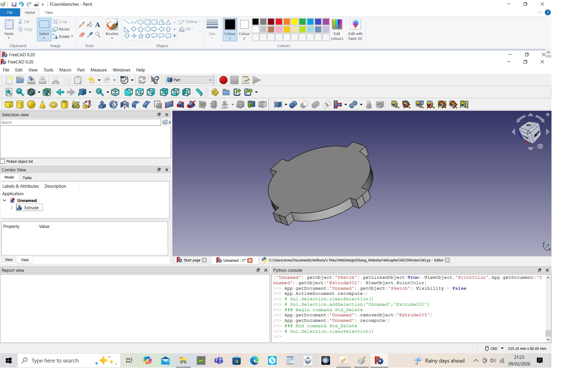 Swahplate extruded from sketch